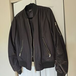 Topshop Black Bomber Jacket with  Zippers
